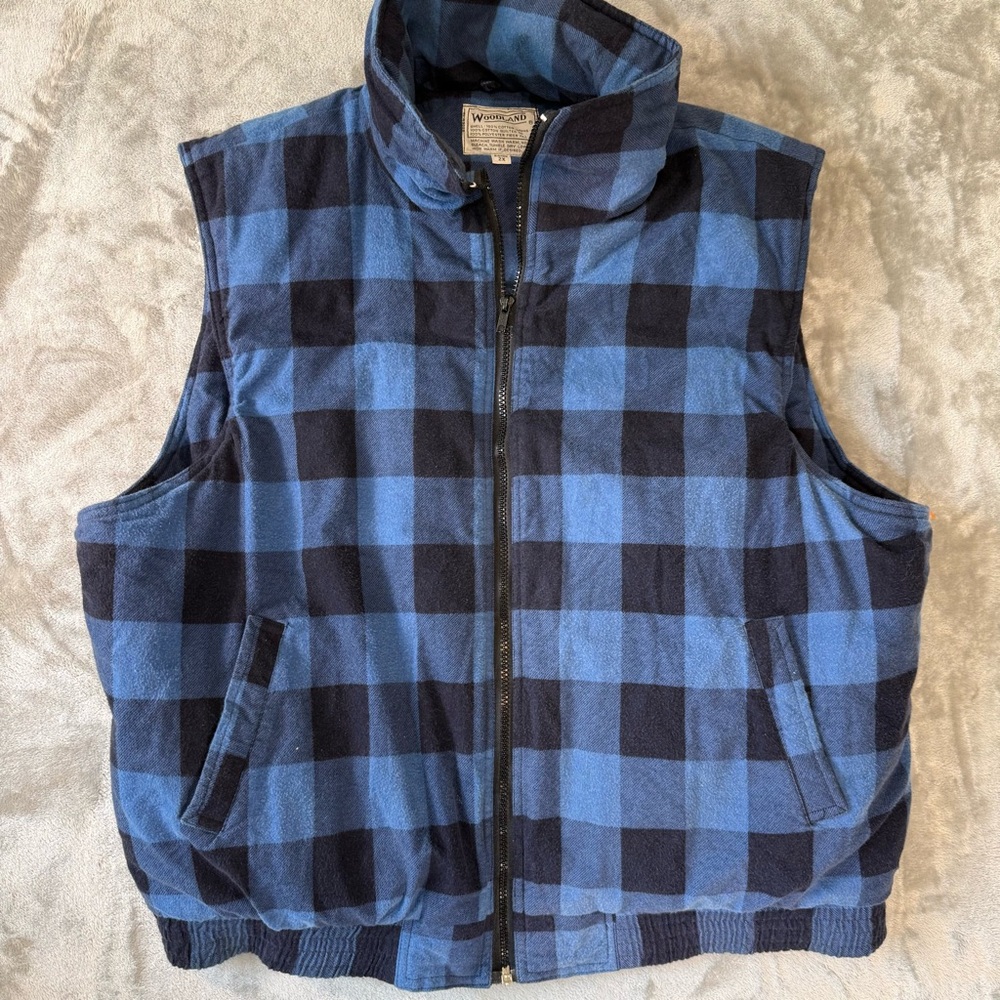 Woodland Bigman‎ 2X Buffalo Plaid Quilted Vest Blue Black Workwear